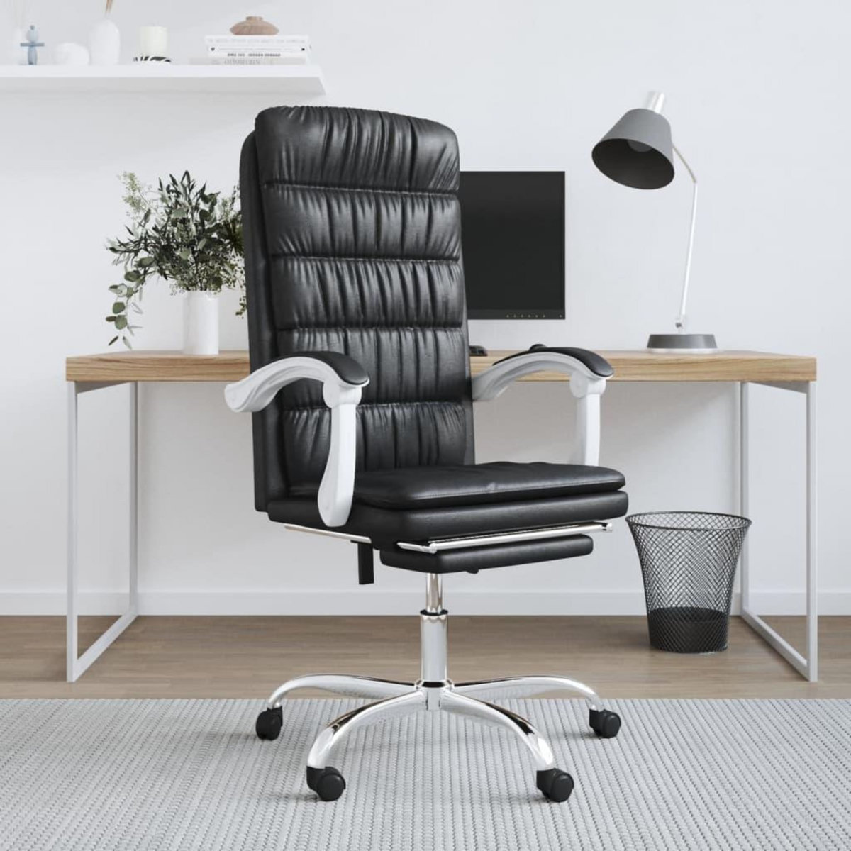VIDAXL Fauteuil inclinable de bureau Noir Similicuir