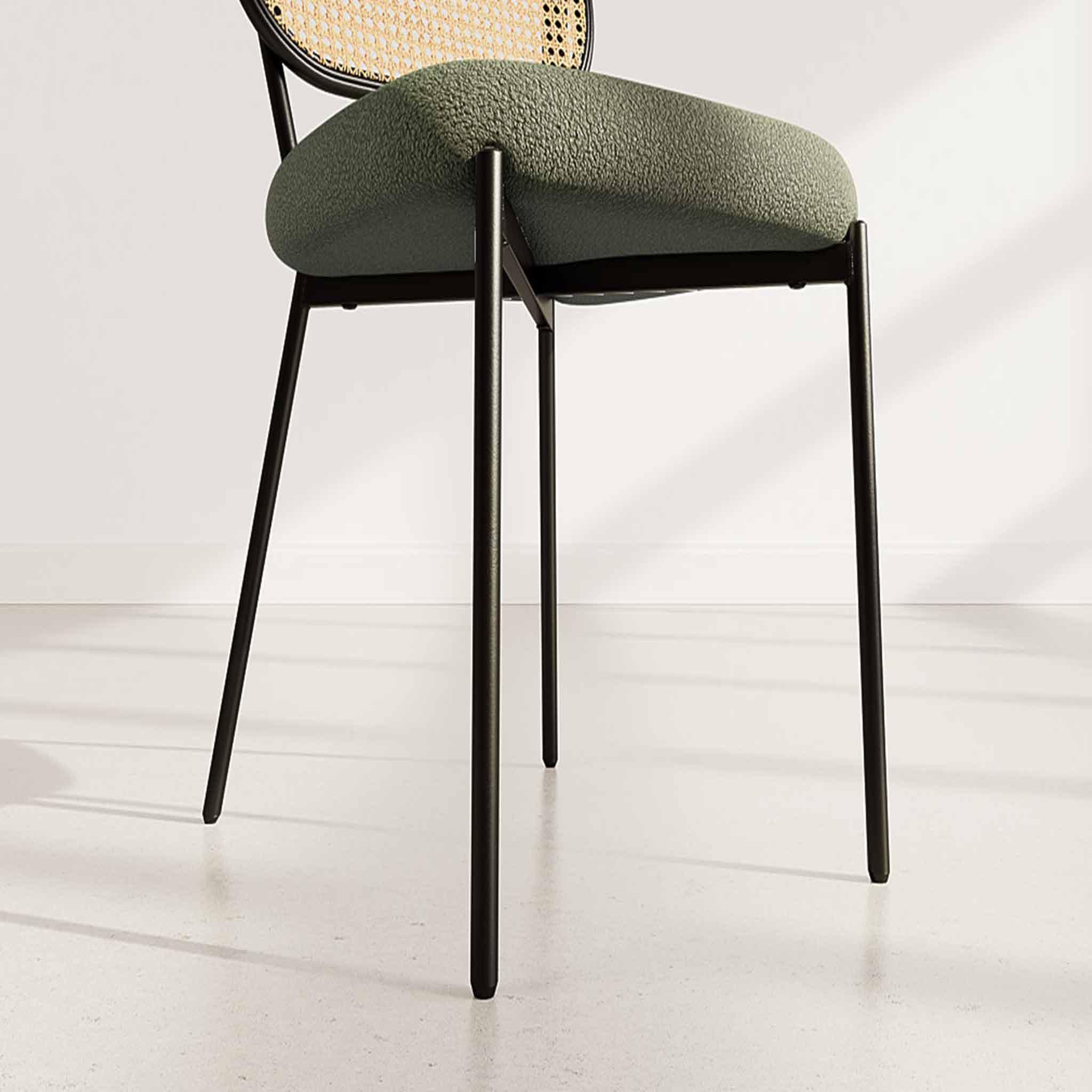 Voir la diapositive 5 : BEST MOBILIER Luciano - lot de 2 chaises cannage - dossier arrondi - en tissu bouclette