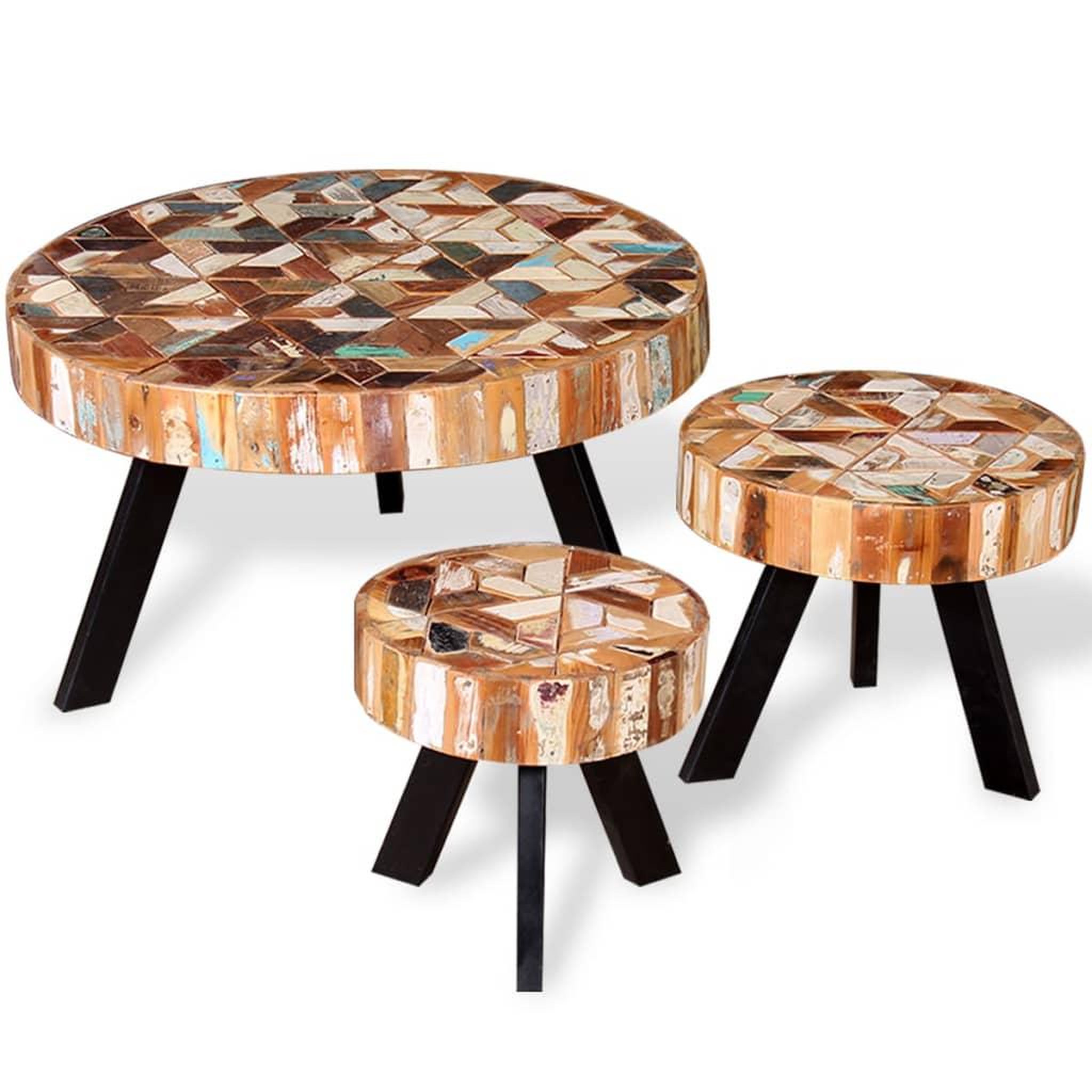 Voir la diapositive 5 : VIDAXL Ensemble de table basse 3 pieces Bois de recuperation massif