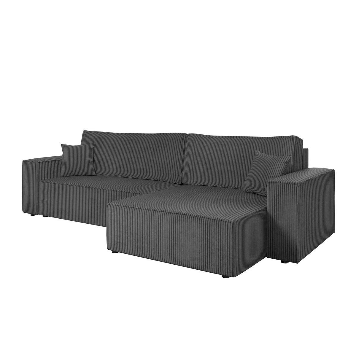 BEST MOBILIER Cezanne - canapé d'angle réversible 5 places convertible avec coffre en velours côtelé