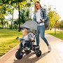 Voir la diapositive 2 : HOMCOM Tricycle enfant évolutif pare-soleil pliable canne télescopique amovible acier gris