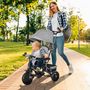 Voir la diapositive 2 : HOMCOM Tricycle enfant évolutif pare-soleil pliable canne télescopique amovible acier gris