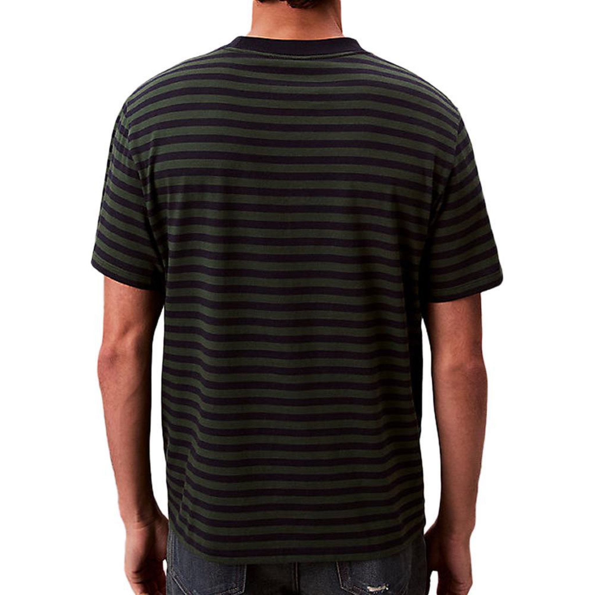 Voir la diapositive 2 : CALVIN KLEIN JEANS T-Shirt Vert/Marine Homme Calvin Klein Jeans Stripe