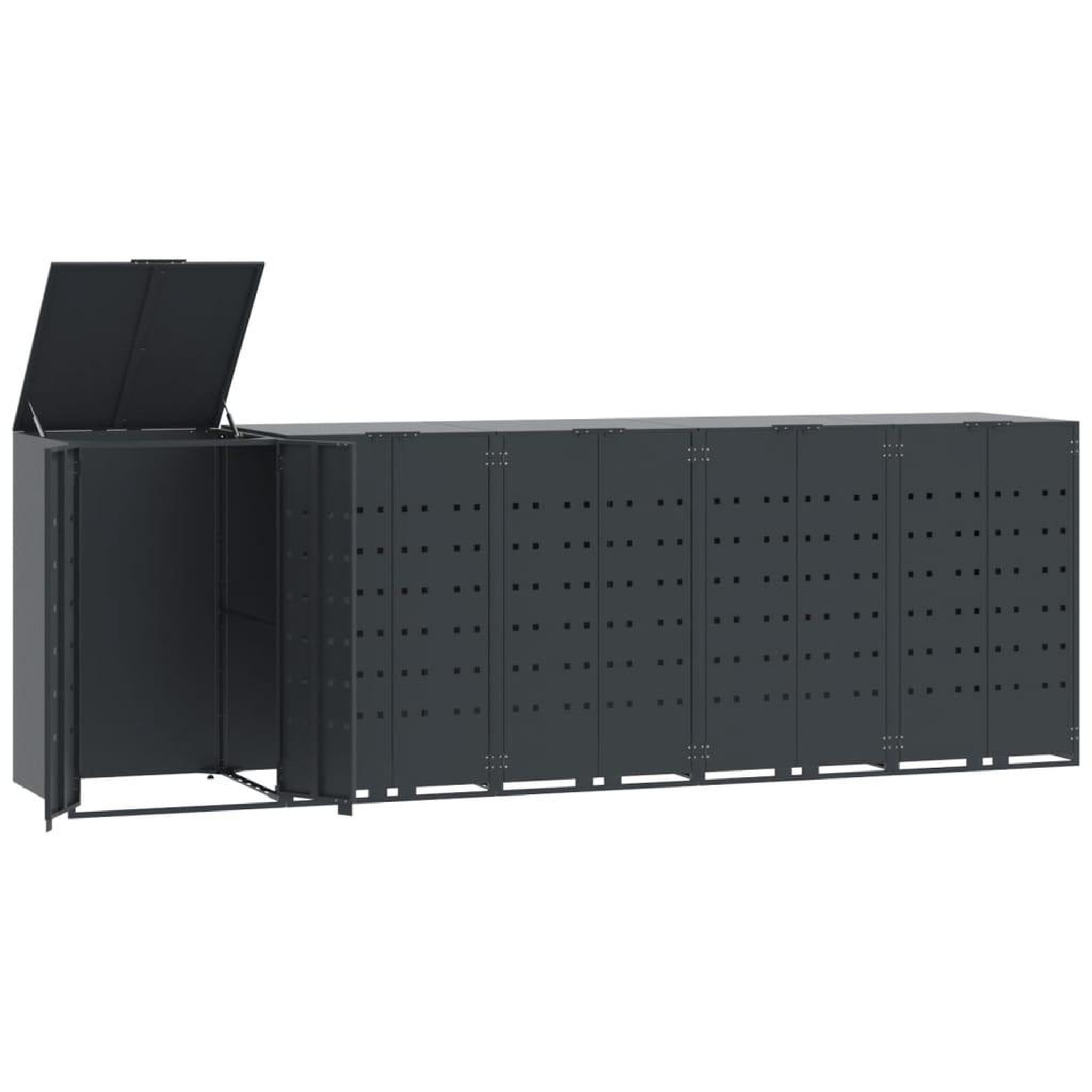 Voir la diapositive 2 : VIDAXL Rangement a roulettes pour poubelles pour 5 bacs anthracite