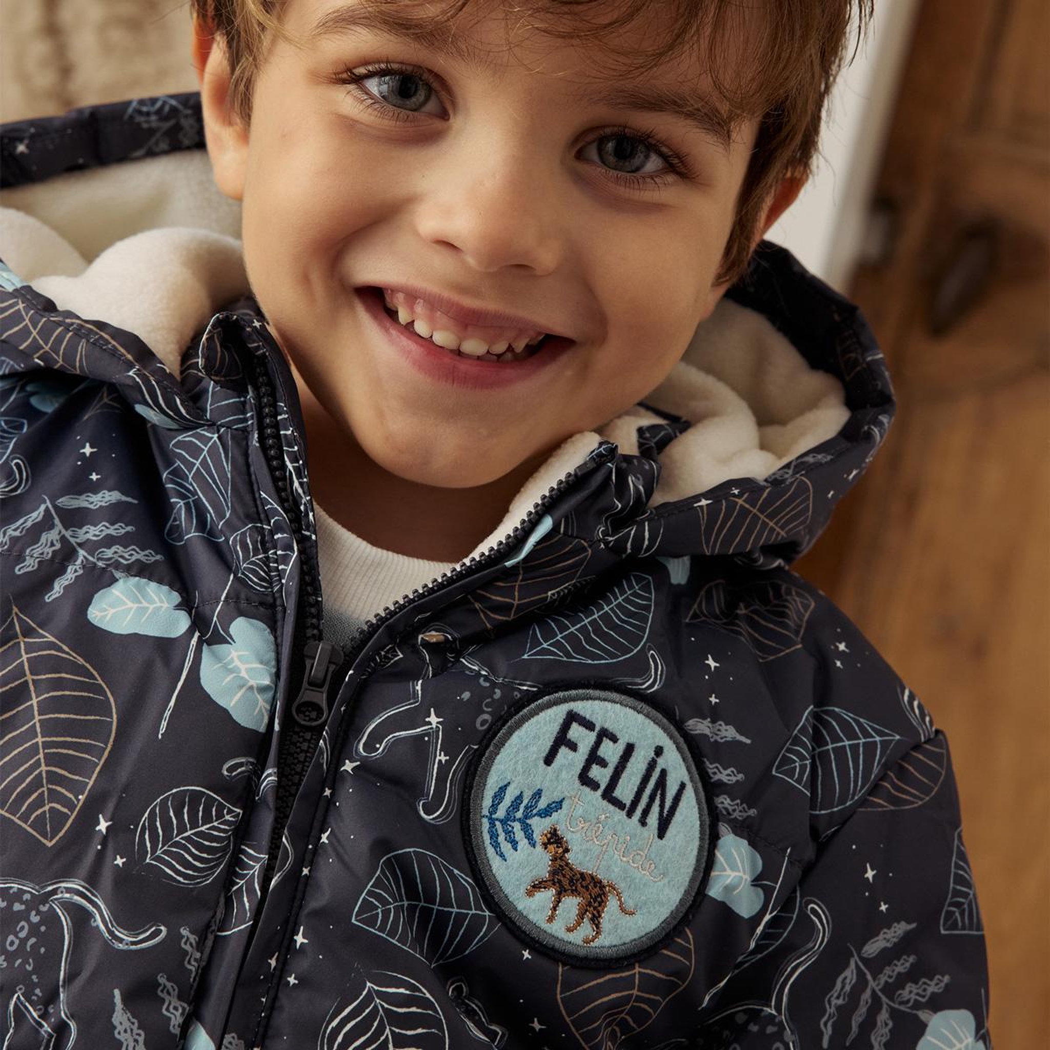 Voir la diapositive 6 : Petit Béguin Doudoune bébé intérieur polaire avec capuche félintrépide