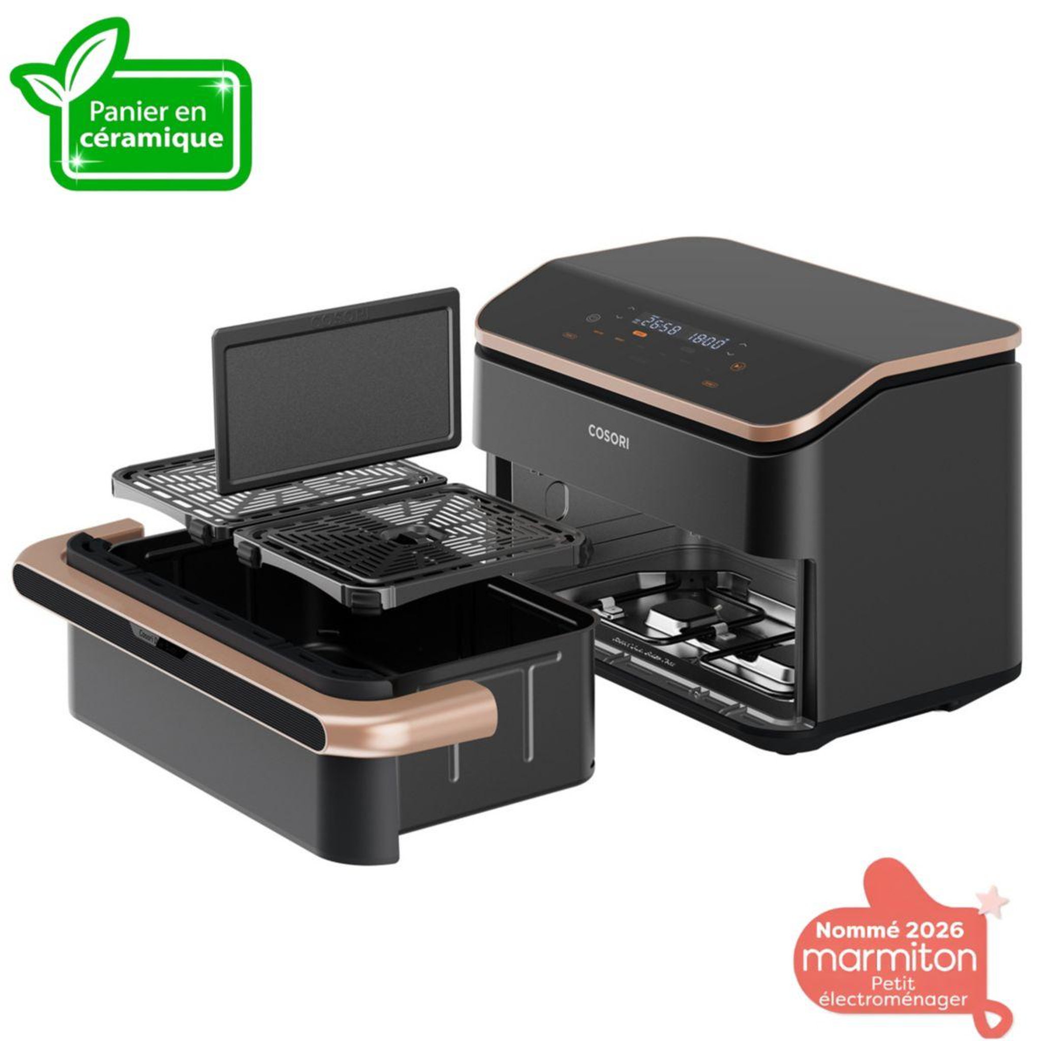Voir la diapositive 2 : COSORI Friteuse sans huile twinfry pro ceramic kaapafcsseu0204a, 10 l, 4 résistances, panier céramique