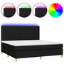 Voir la diapositive 2 : VIDAXL Sommier a lattes de lit et matelas et LED Noir 200x200 cm Tissu