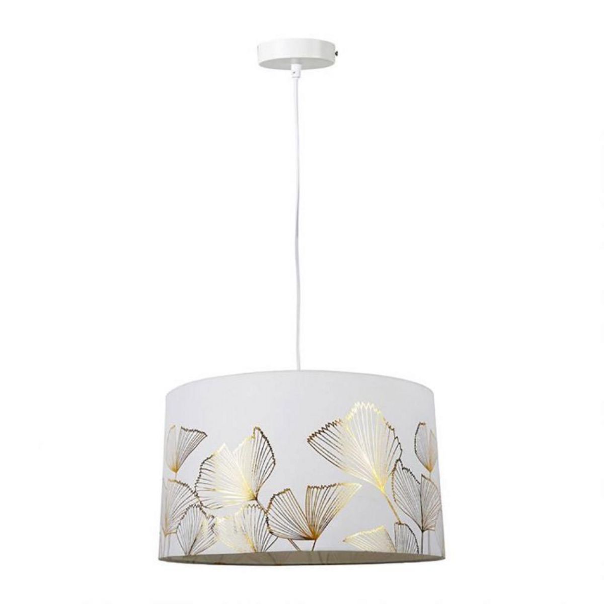 OSTARIA Suspension cylindrique Ginkgo blanc doré D40