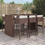 VIDAXL Ensemble de bar de jardin avec coussins 7 pcs marron poly rotin