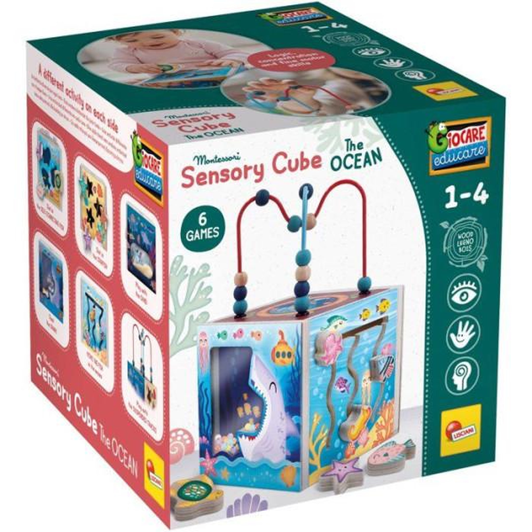 LISCIANI GIOCHI Jouer et Apprendre Cube Sensoriel - Cube multi-activités - LISCIANI - Univers marin