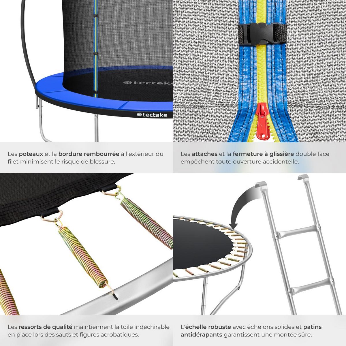 tectake Trampoline Ø 244 cm certifié GS noir/bleu