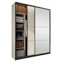 Voir la diapositive 4 : BEST MOBILIER Kimi - armoire - 2 portes coulissantes - led et miroir inclus - 220x221 cm
