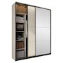 Voir la diapositive 4 : BEST MOBILIER Kimi - armoire - 2 portes coulissantes - led et miroir inclus - 220x221 cm