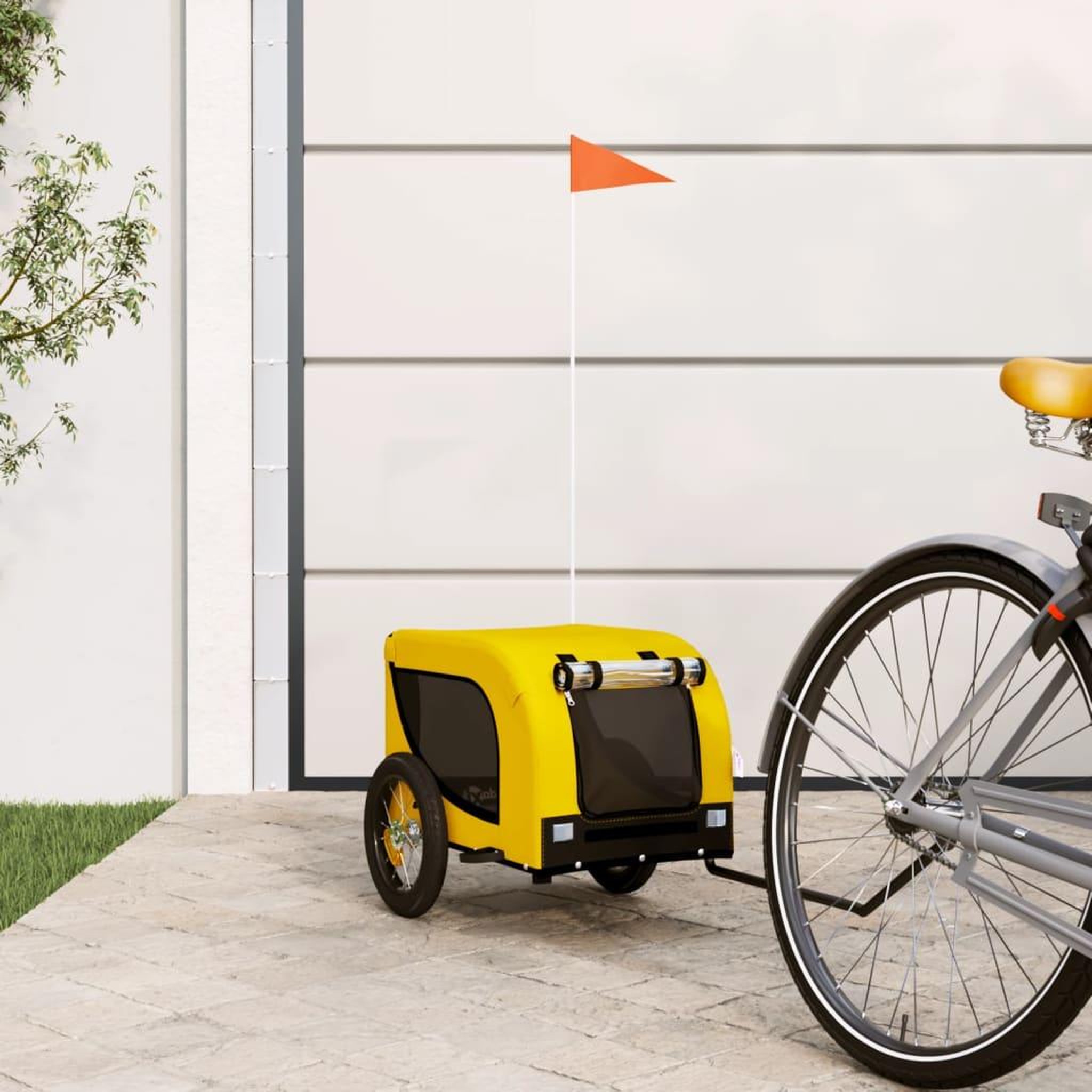 VIDAXL Remorque de velo pour animaux de compagnie jaune et noir