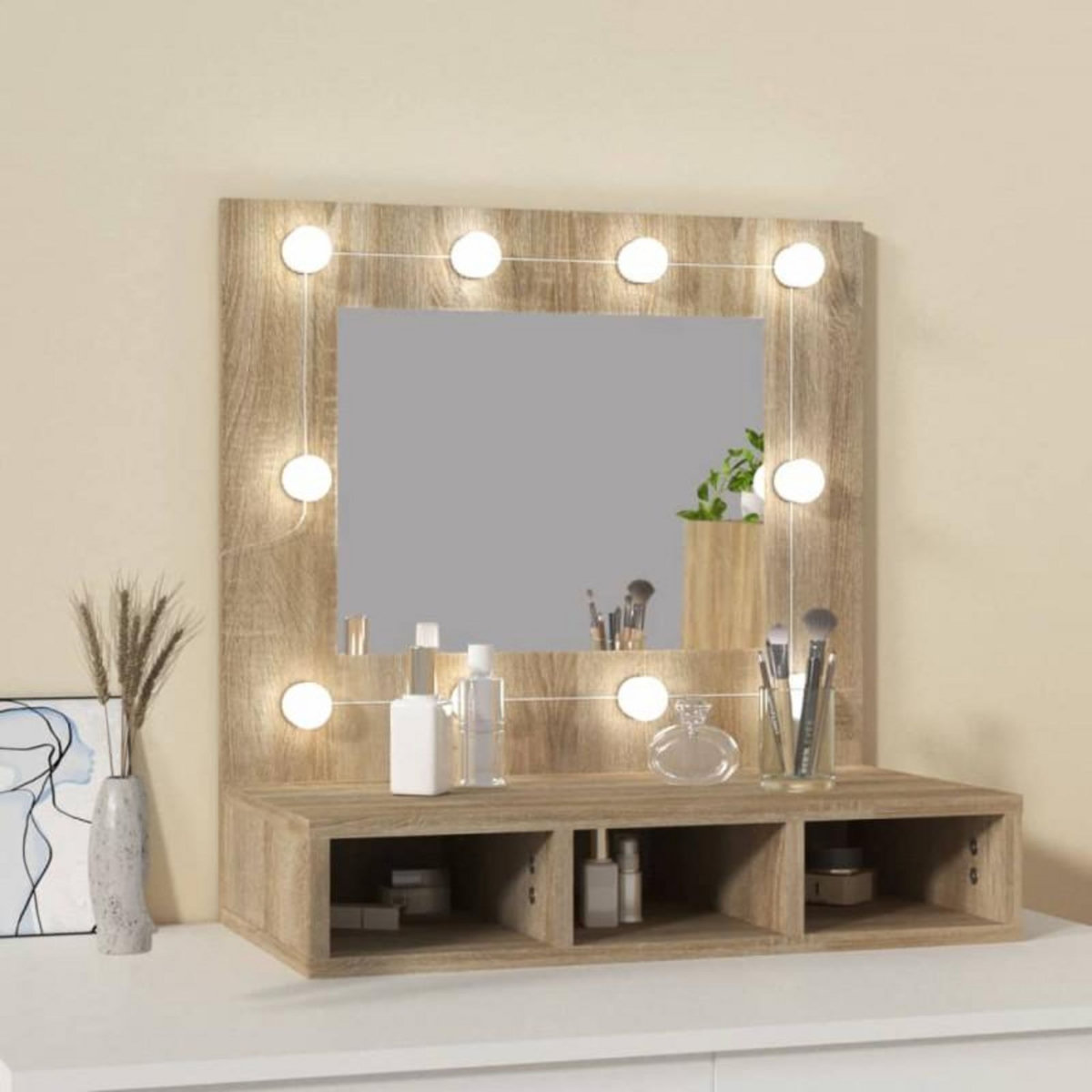 VIDAXL Armoire de miroir avec LED Chêne sonoma 60x31,5x62 cm