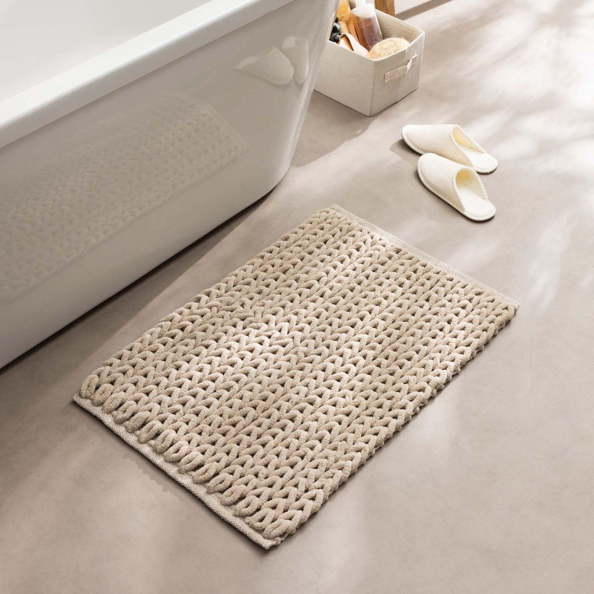 Voir la diapositive 5 : Douceur d'Intérieur Tapis de bain en chenille  ariel  50x80cm sable