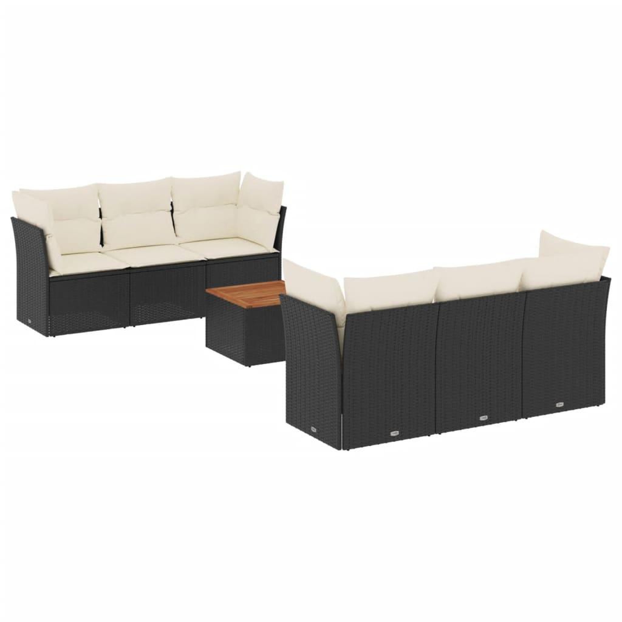 Voir la diapositive 2 : VIDAXL Salon de jardin 7 pcs avec coussins noir resine tressee