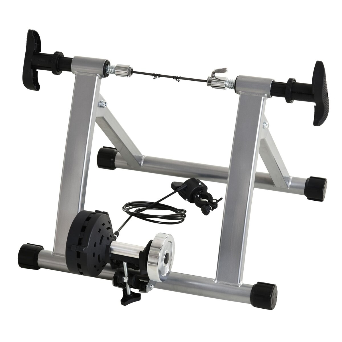 HOMCOM Home trainer pour v lo support entra nement v lo VTT trainer magn tique pliable 5 niveaux de r sistance r glable gris m tal