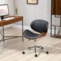 Voir la diapositive 2 : VINSETTO Chaise de bureau manager design vintage pivotante réglable bois peuplier acier chromé synthétique noir