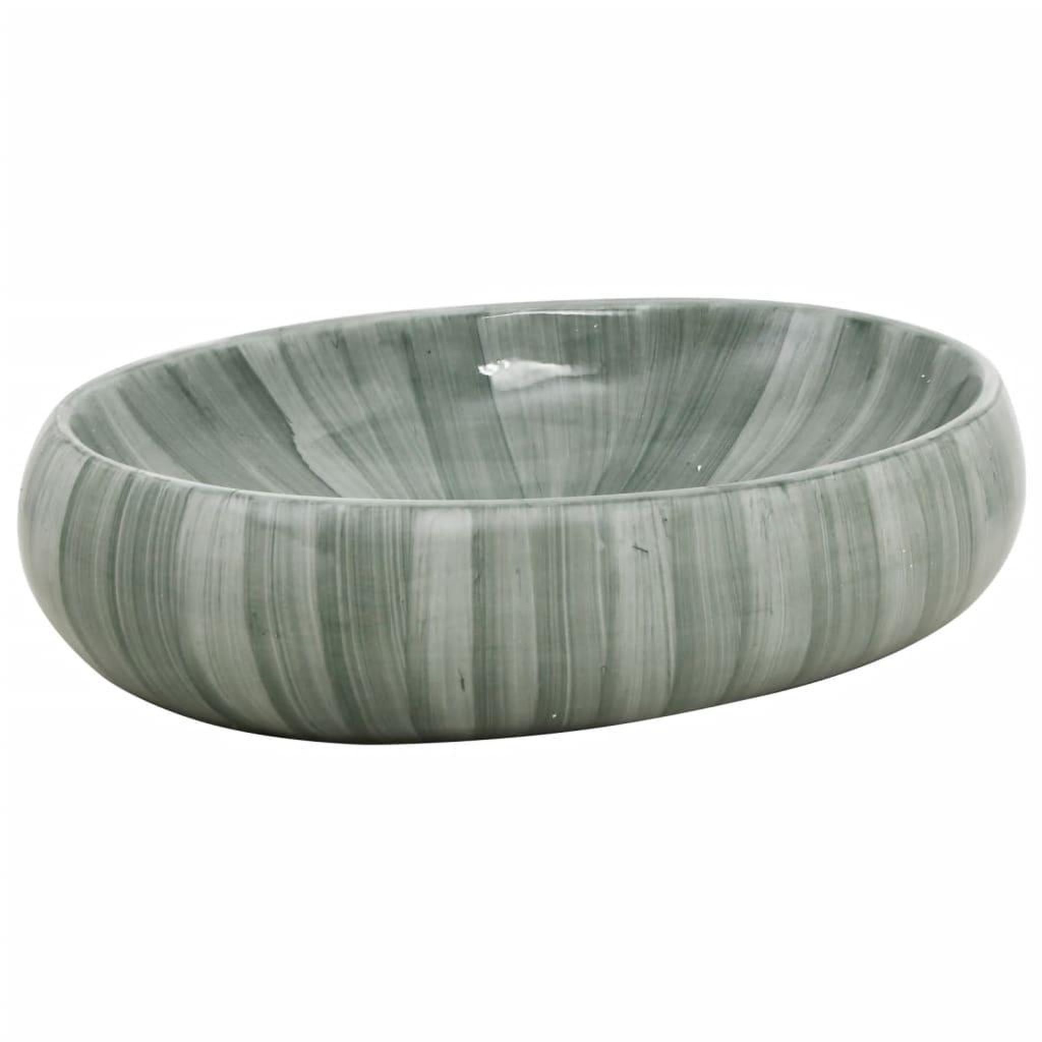 Voir la diapositive 2 : VIDAXL Vasque a poser vert ovale 59x40x15 cm ceramique