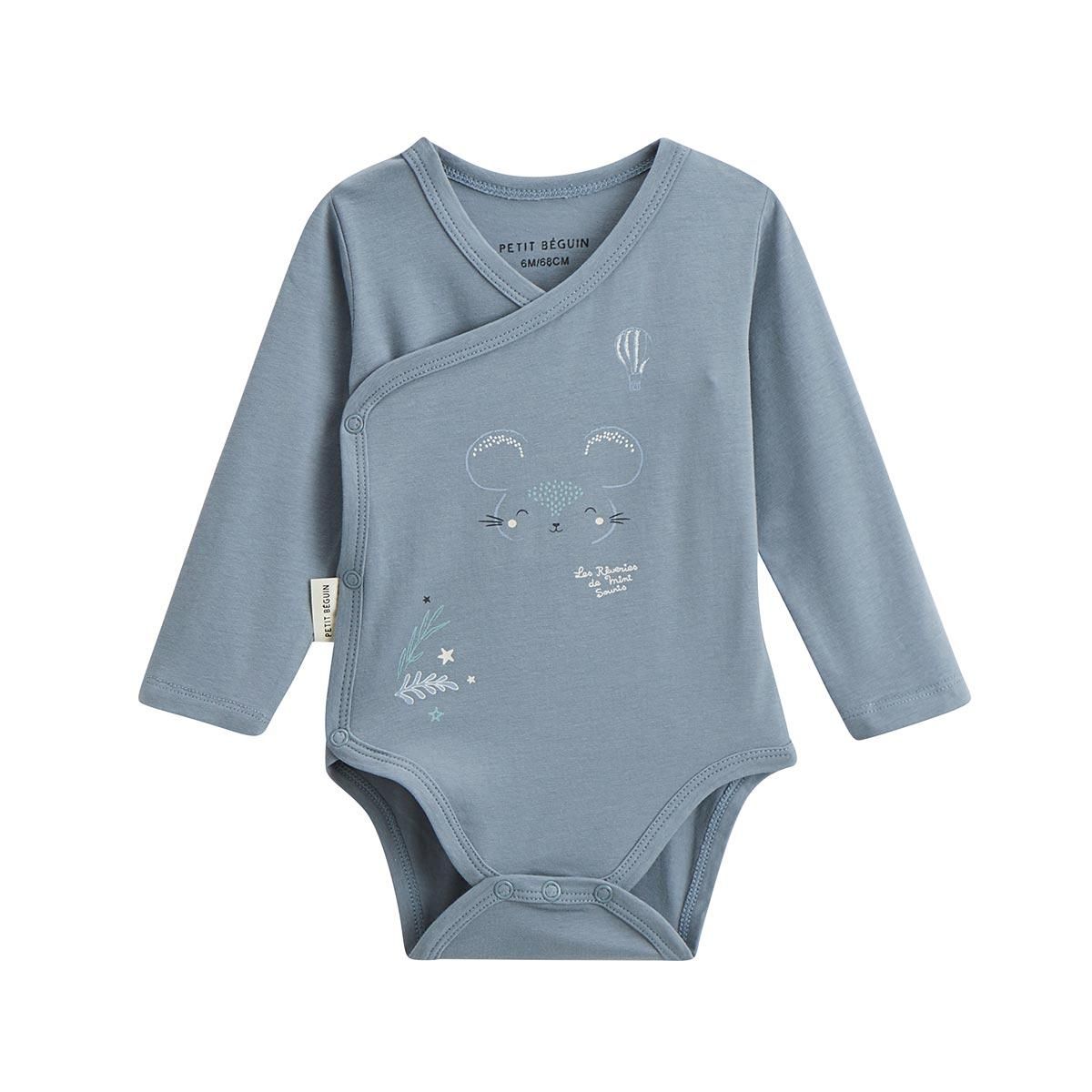 Petit Béguin Lot de 2 bodies bébé manches longues ouverture croisée Rêverie