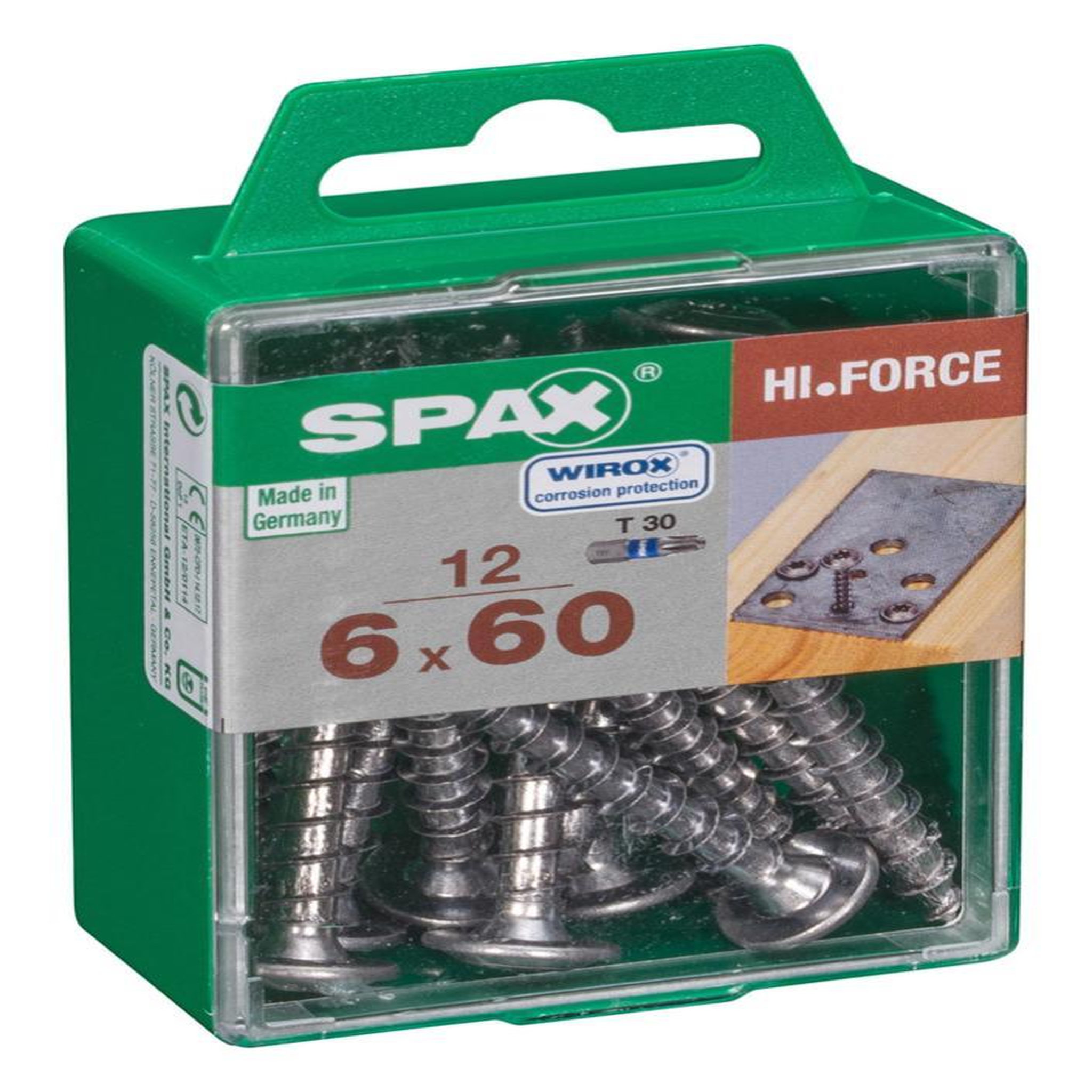 CENTRALE BRICO Lot de 12 vis acier tête fraisée bombée torx SPAX, Diam.6 mm x L.60 mm