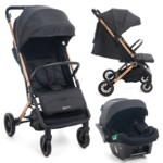 BEBELISSIMO Poussette combinée duo 2 en 1 - siège auto 0+ Lioni – dès la naissance – jusqu'à 22kg - noir