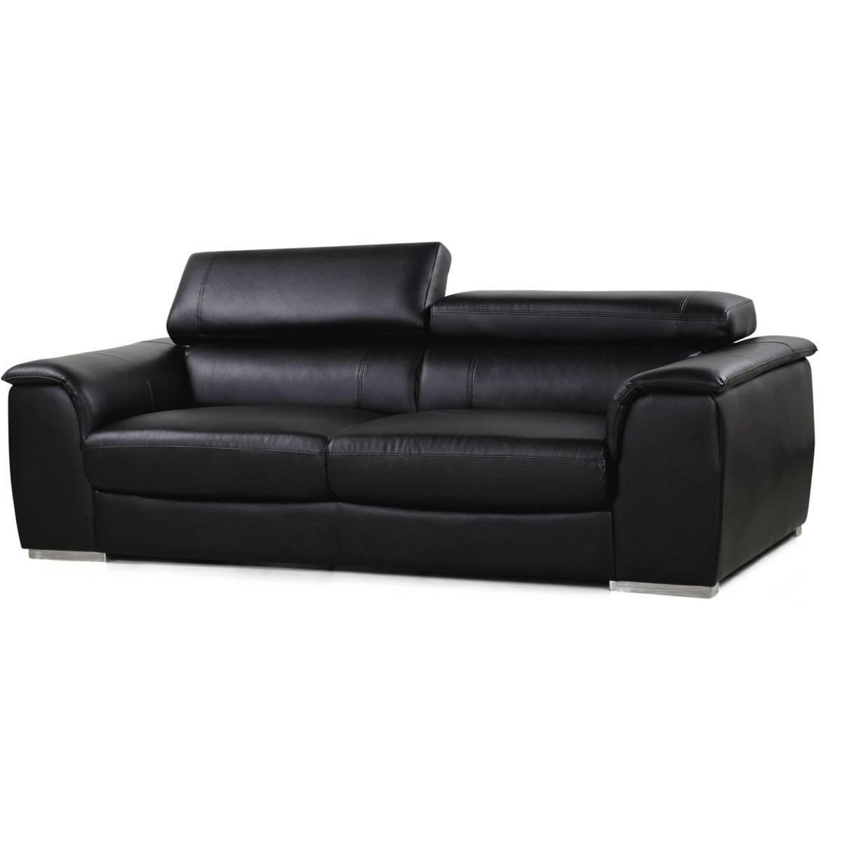 Habitat et Jardin Canapé fixe en cuir reconstitué et PVC  Bari  - 210 x 96 x 72 cm - 3 places - Noir