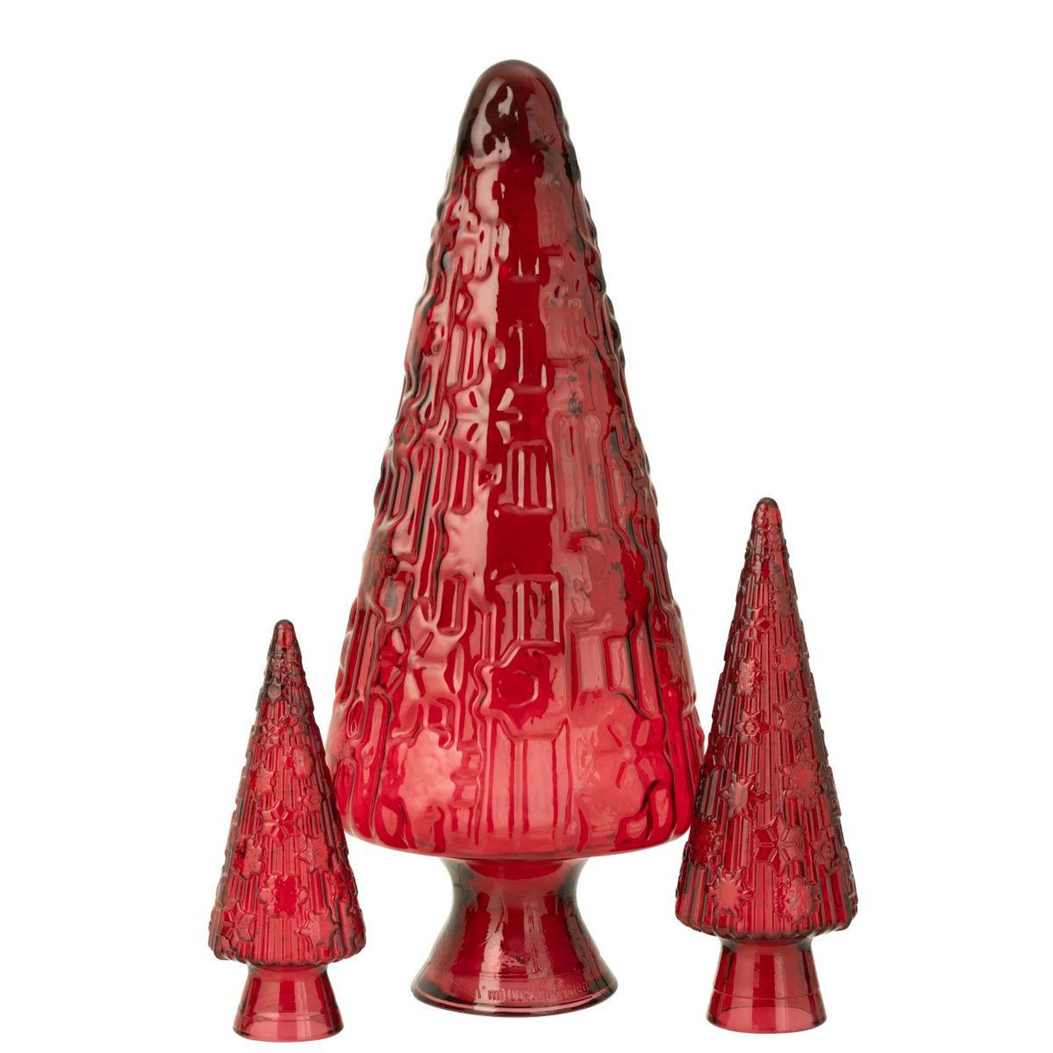 Voir la diapositive 2 : J-LINE Sapin de noël en verre  cône  34cm rouge
