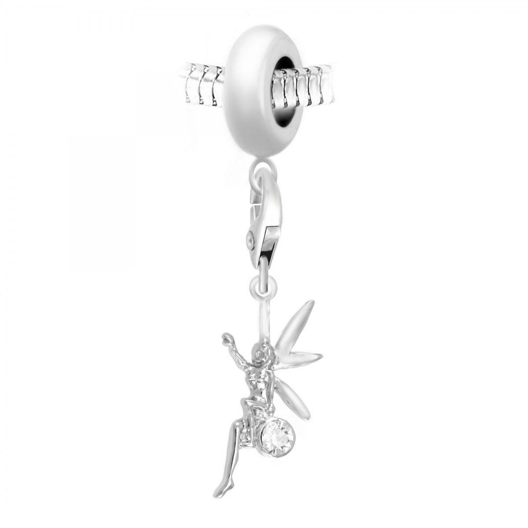 SC CRYSTAL Charm perle en acier avec pendentif fée orné de Cristaux scintillants