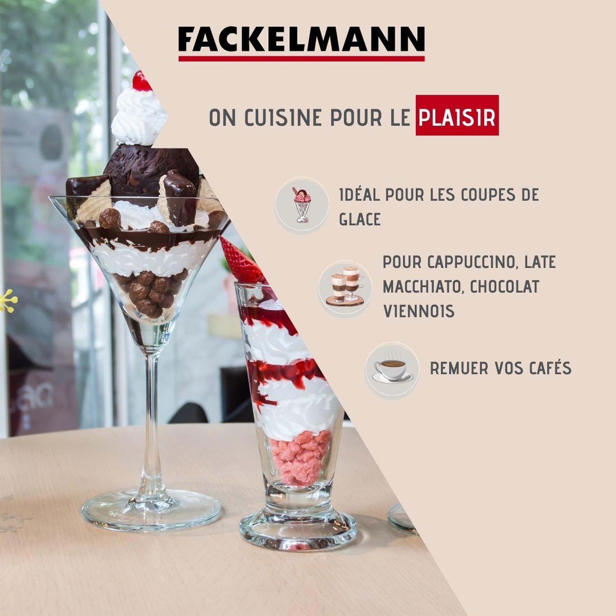 Voir la diapositive 2 : Fackelmann Lot de 3 cuillères à café long manche 20 cm fackelmann petit déjeuner