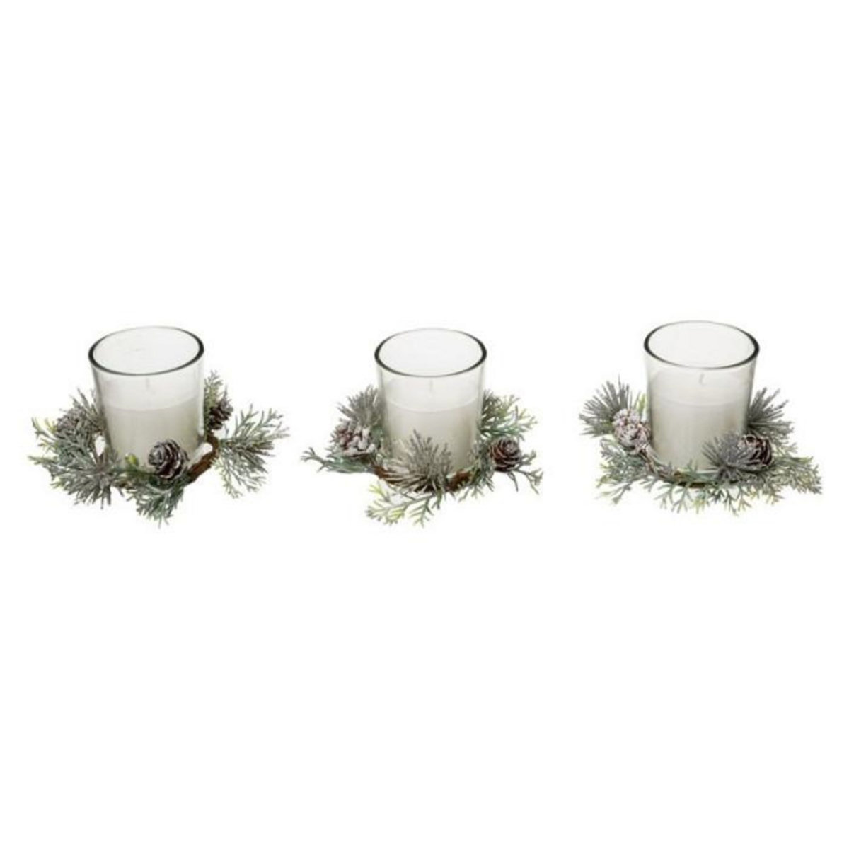 FEERIC LIGHT & CHRISTMAS Lot de 3 Bougies Parfumées  Feuilles  180g Grenade Noire