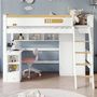 Voir la diapositive 2 : MERAX Lit combiné enfant 90x200cm bois et mdf coloris blanc+naturel