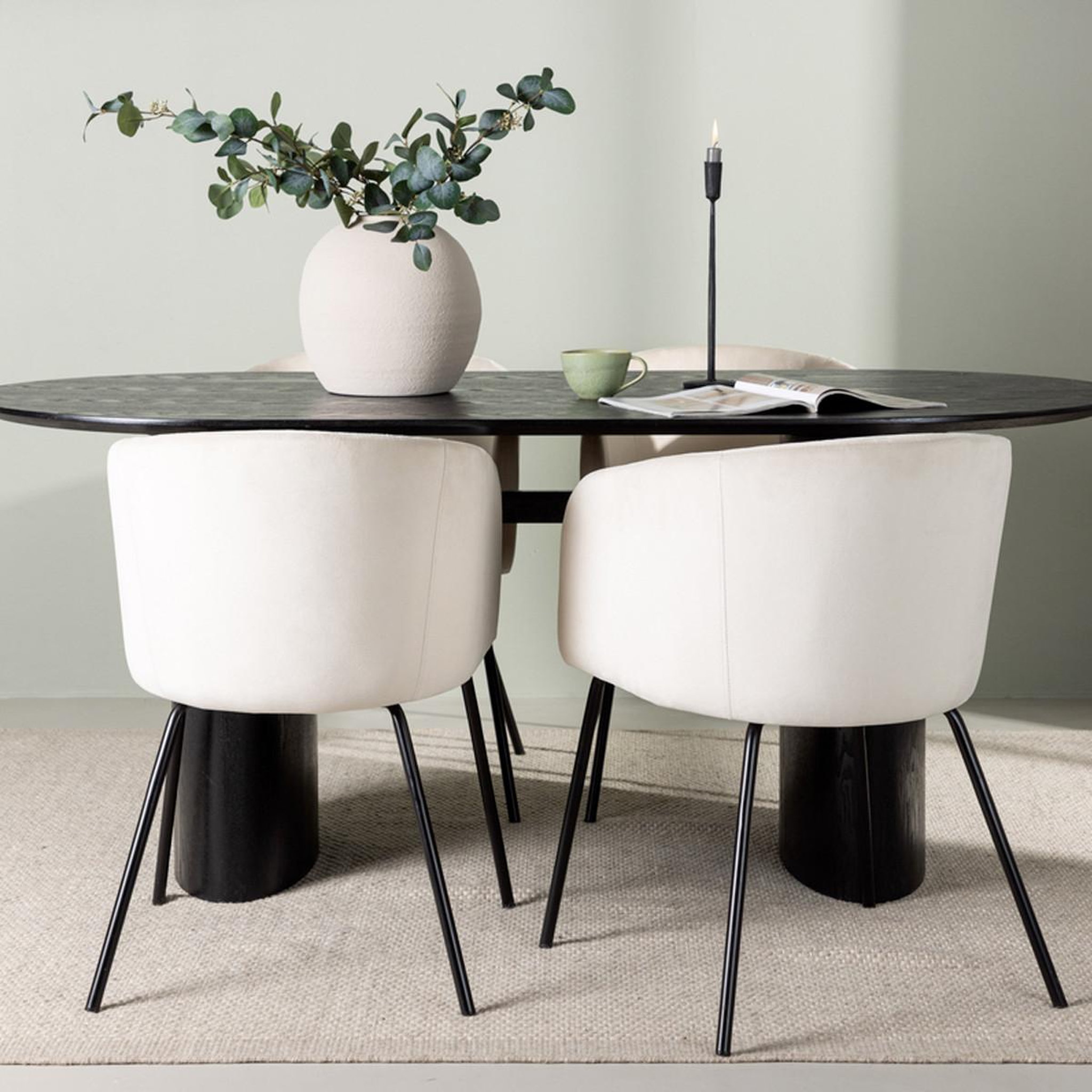Voir la diapositive 5 : Paris Prix Ensemble table à manger & 4 chaises  isolde & berit  180cm noir & beige
