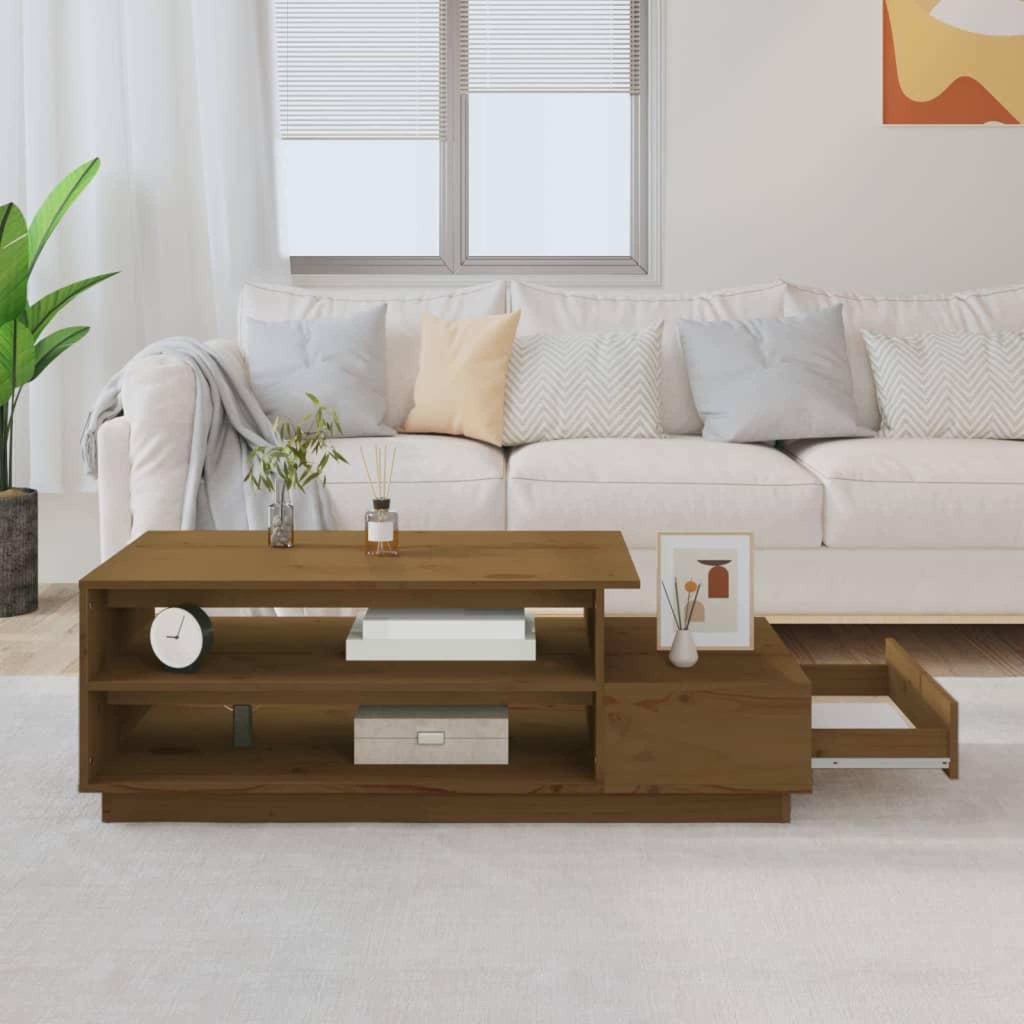 Voir la diapositive 3 : VIDAXL Table basse Marron miel 120x50x40,5 cm Bois massif de pin