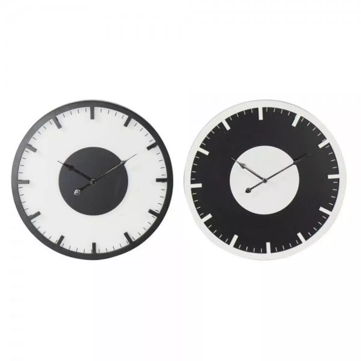 MARKET24 Horloge Murale DKD Home Decor Noir Blanc Bois MDF (50 x 4.5 x 50 cm) (2 pcs)