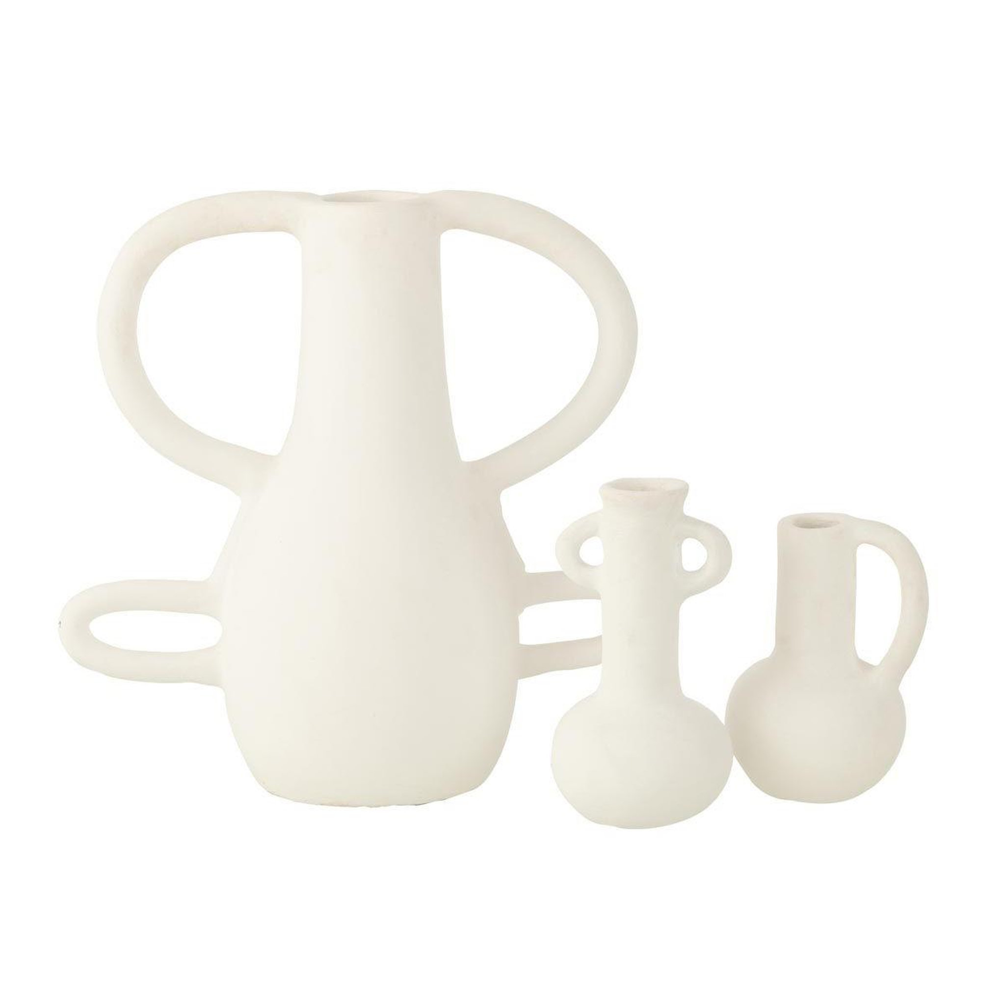 Voir la diapositive 2 : J-LINE Vase design 4 poignées  bali  36cm blanc