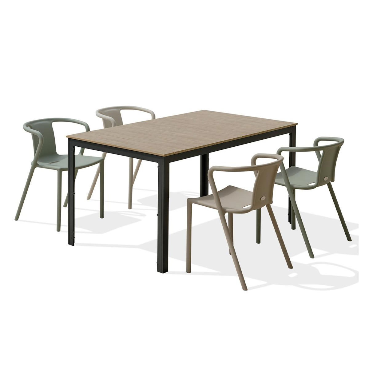 Paris Prix Ensemble Table de Jardin & 4 Fauteuils  Boston & Diego  150cm Multicolore