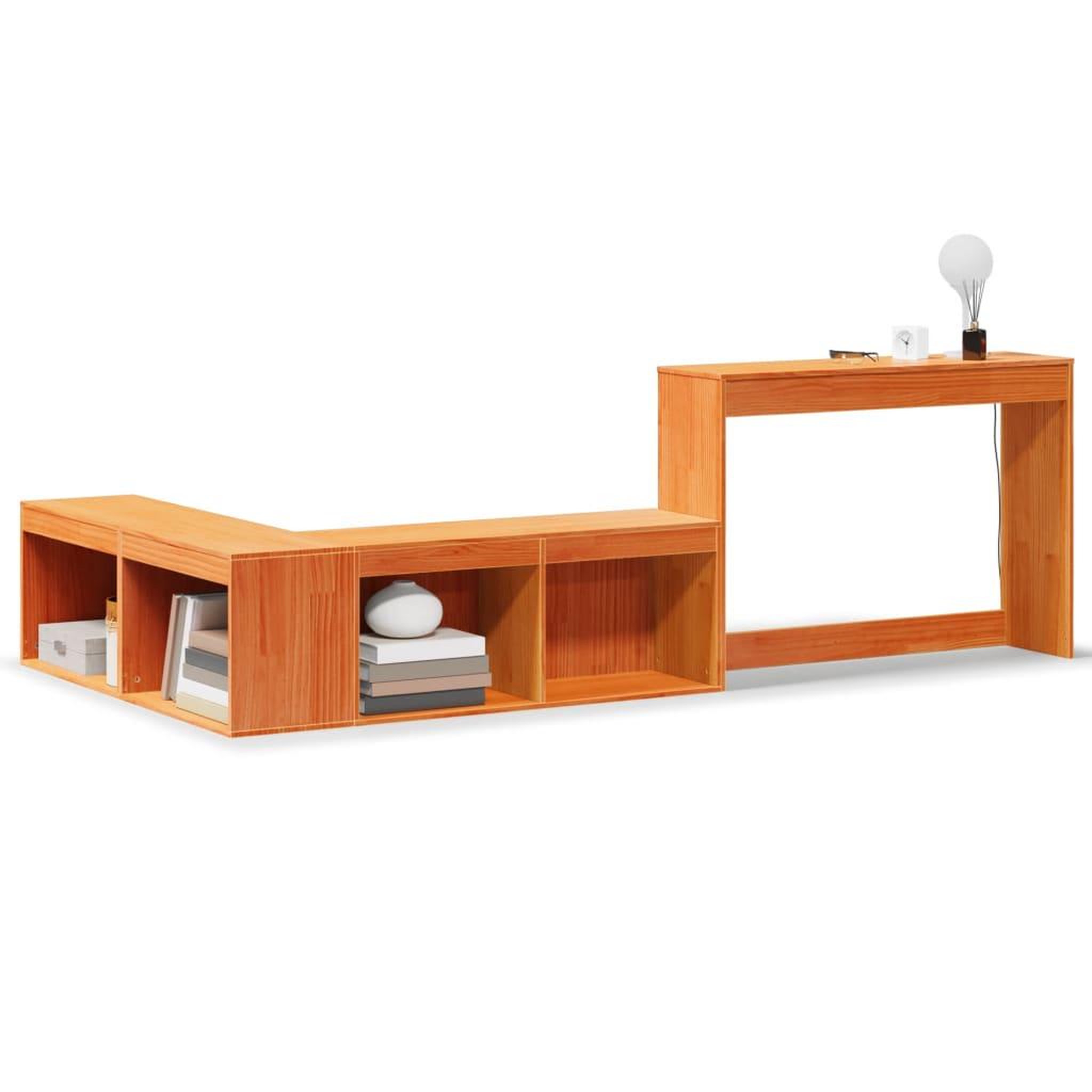 Voir la diapositive 2 : VIDAXL Table de chevet avec bureau cire marron bois de pin massif