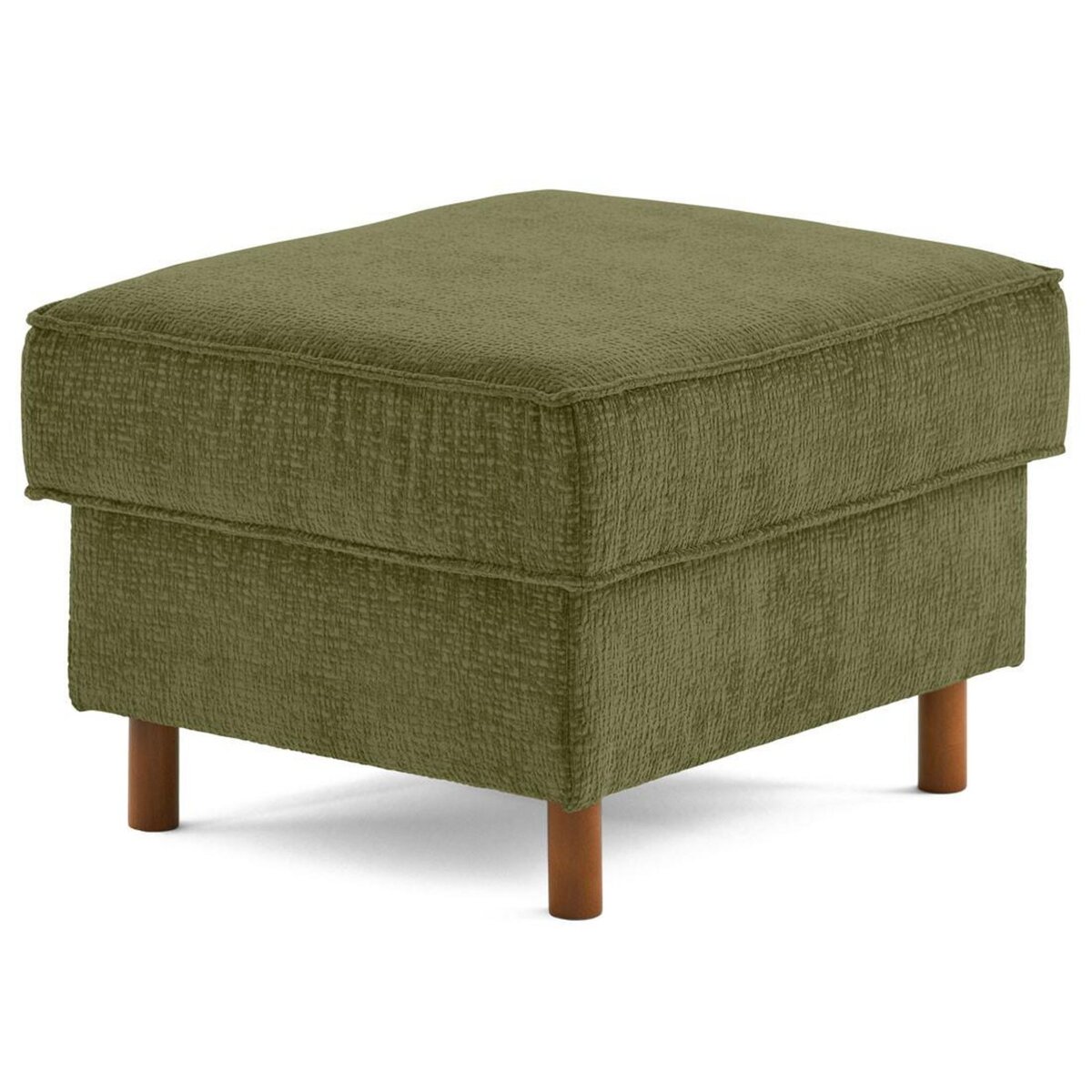 LISA DESIGN Jake - pouf en tissu velours relief - pieds en bois foncé
