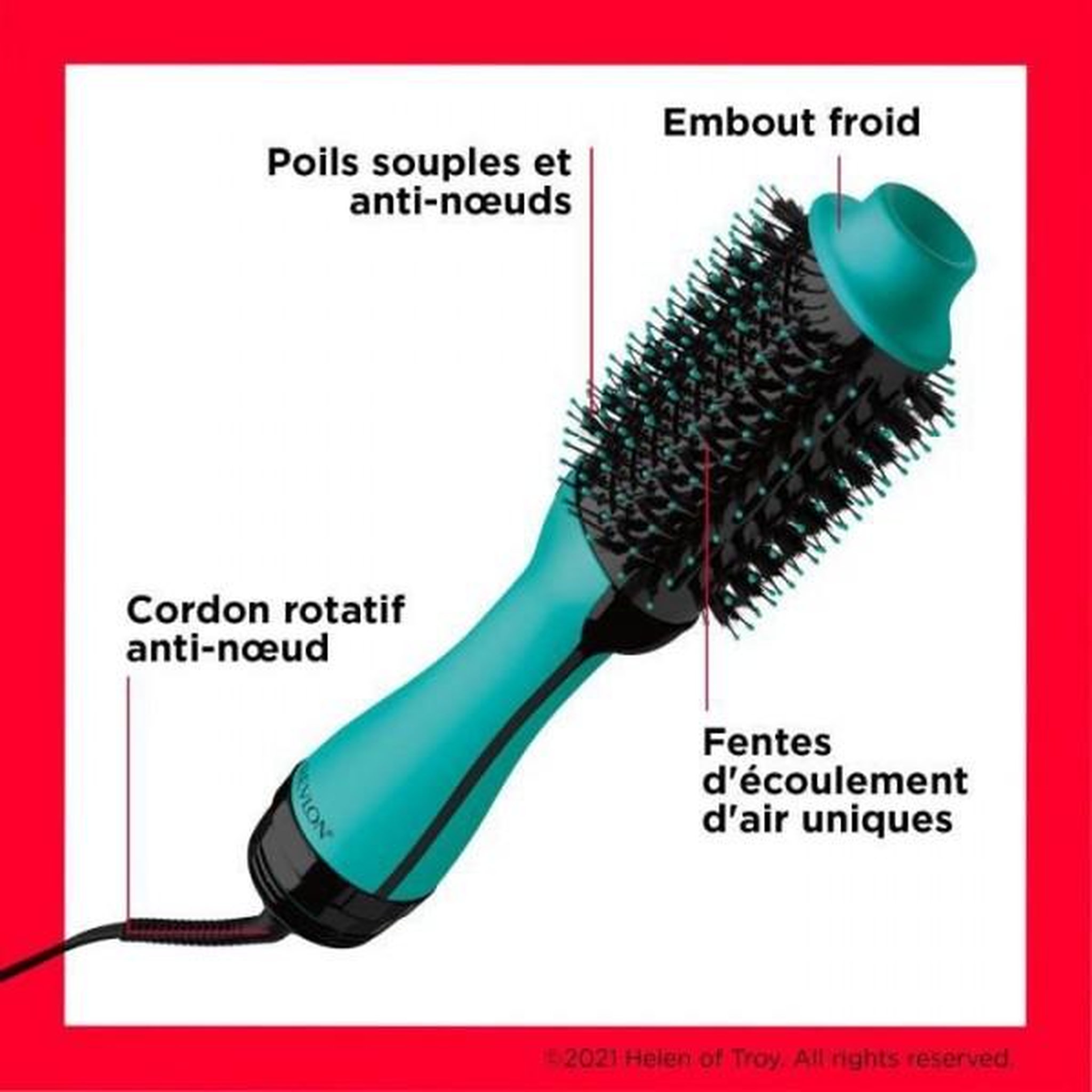 Voir la diapositive 3 : Revlon Seche Cheveux Brosse sechante volumisante REVLON Teal Blue - Technologie ionique - 2 vitesses, 3 niveaux de chaleur