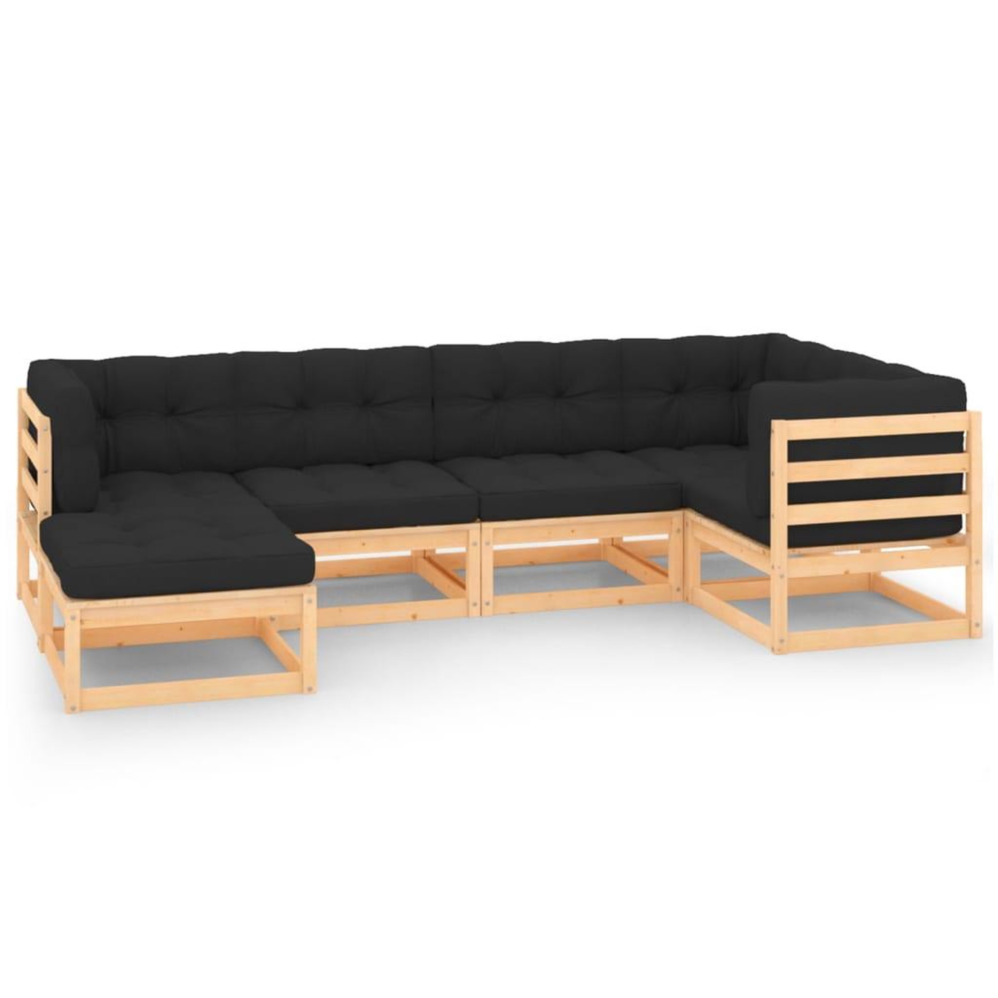 Voir la diapositive 1 : VIDAXL Salon de jardin 6 pcs avec coussins Bois de pin massif