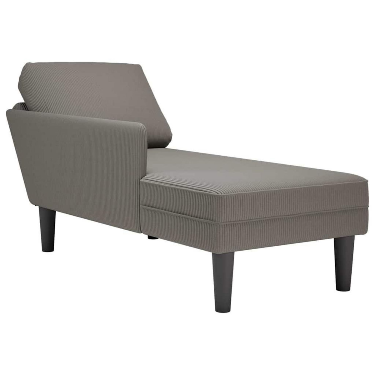 VIDAXL Chaise longue avec coussin gris clair tissu en velours cotele