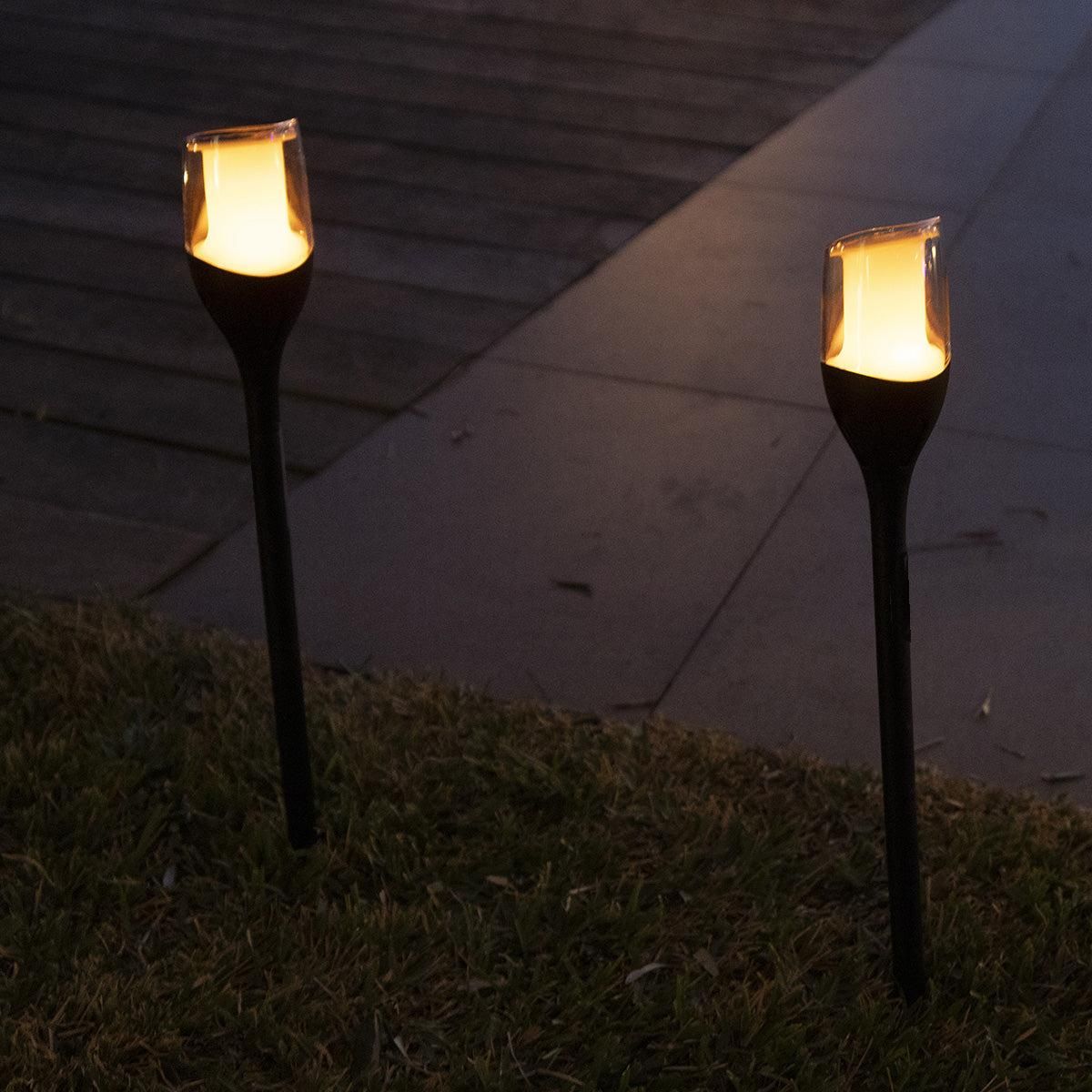 Lumisky Lot de 4 torches solaires FARELY Noir Plastique H80 cm