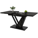 MERAX Table à manger rectangulaire avec allonge noir - 75x120-160max.cm mdf et métal