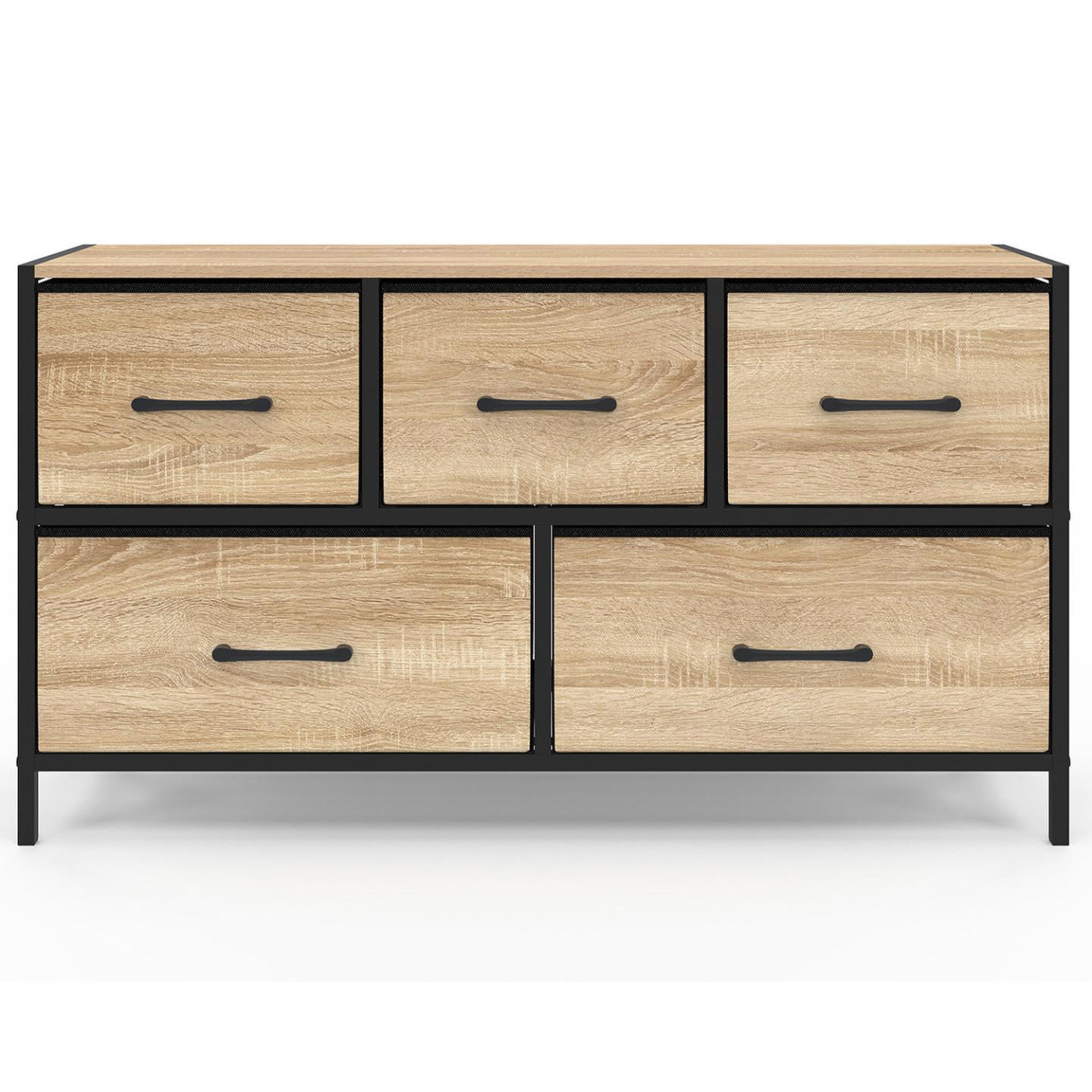 Voir la diapositive 3 : ID MARKET Commode 5 tiroirs en tissu utah h.55 cm meuble de rangement design industriel