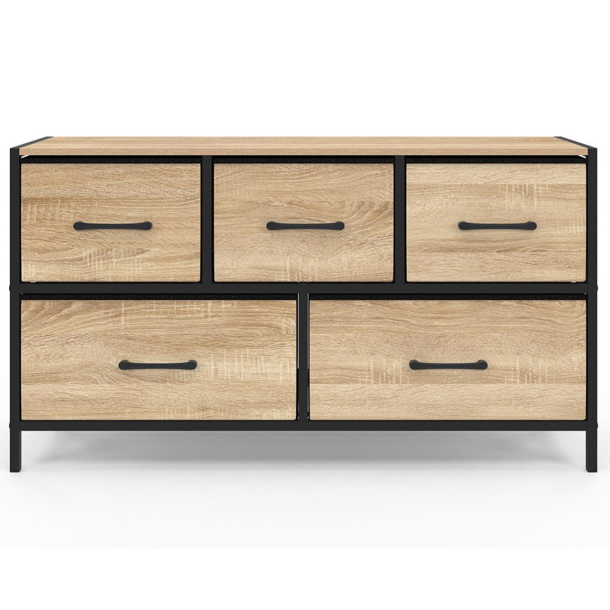 ID MARKET Commode 5 tiroirs en tissu UTAH H.55 cm meuble de rangement design industriel