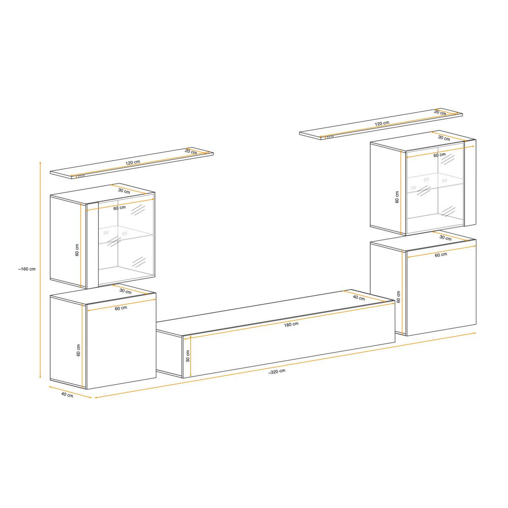 Voir la diapositive 3 : Paris Prix Meuble tv mural design  switch xiv  320cm naturel & blanc