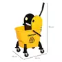 HOMCOM Chariot de nettoyage lavage seau de ménage 26L avec essoreur - 4 roulettes, poignées - métal PP jaune noir
