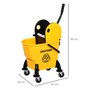 HOMCOM Chariot de nettoyage lavage seau de ménage 26L avec essoreur - 4 roulettes, poignées - métal PP jaune noir